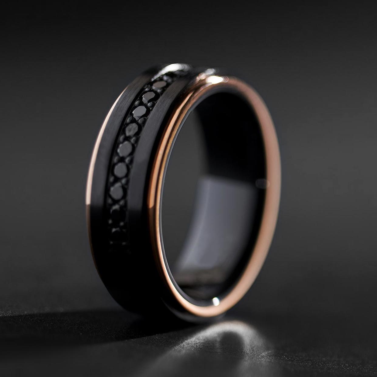 Ator Men’s Two Tone Black & Gun Metal Tungsten Wedding Band - 9 / 10mm / Black